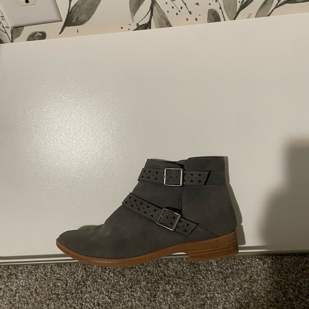 Grey Two-Strap Booties
